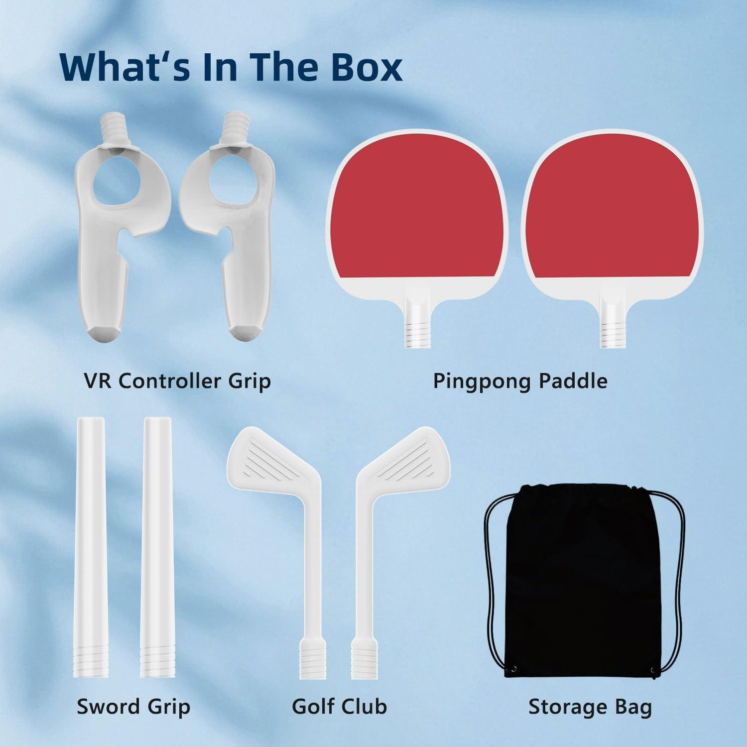 

Набор аксессуаров для спортивных игр VR, клюшка для гольфа, ракетка для настольного тенниса, рукоятка меча, совместимые с контроллером Meta Quest 3, аксессуары для Beat Saber/Golf Package:24.5*27.1*6cm красный/белый