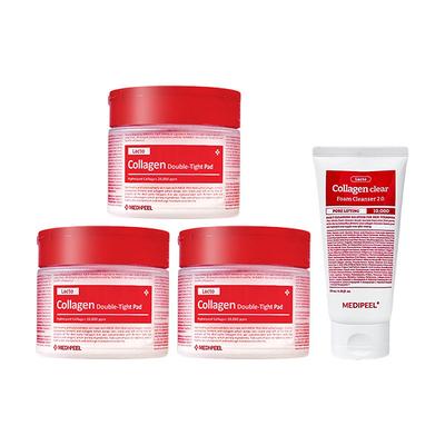 Red Lacto Collagen Ampoule Pads 70 Sheets X3 + Clear Foam Cleanser 2.0 120ml