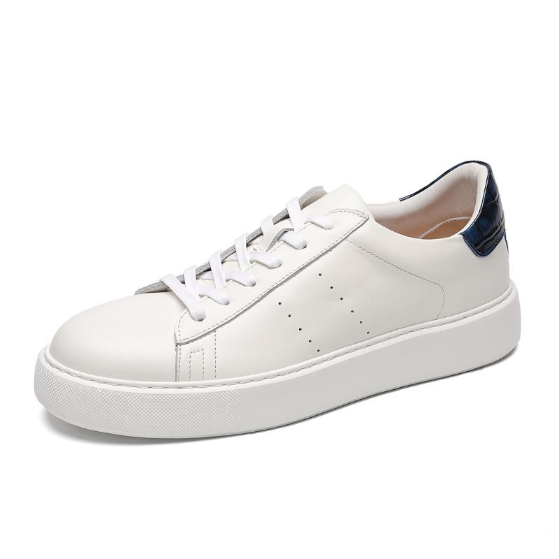 Scarpe da uomo suola spessa rialzanti leggere scarpe bianche moda estiva traspiranti semplicità casual scarpe da skate scarpe da uomo in pelle