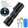 High Quality White Laser LED Flashlight 18350 Zoom Torch Rechargeable USB Light Waterproof with CAP CLIP for Hiking Camping