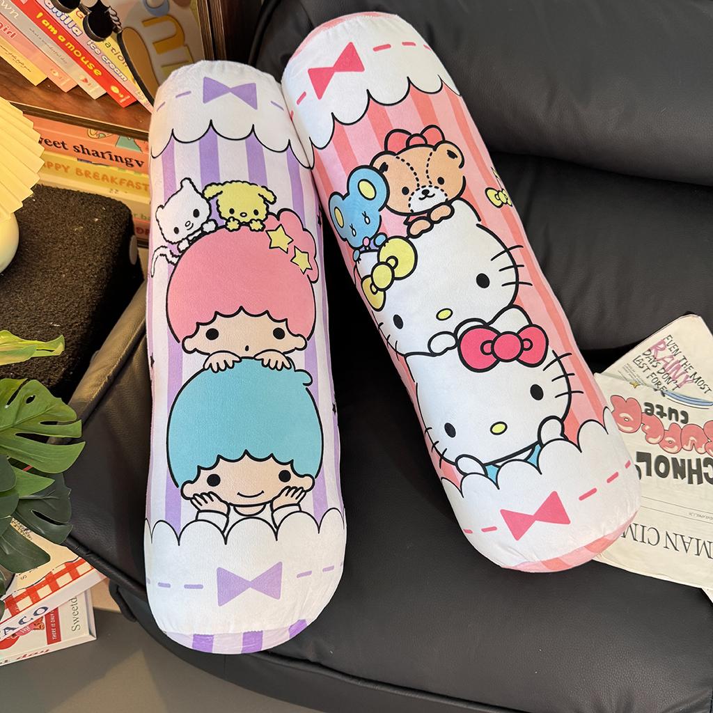 55cm Cartoon Anime Long Plushies Kuromi My Melody Cinnamoroll Japanese Style Printed Pattern Cylindrical Plush Toy Washable