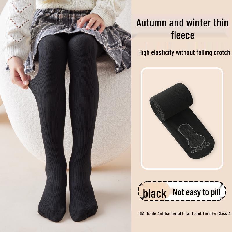 

Girls High-Waisted Velvet Fleece-Lined Slim-Fit Warm Leggings for Autumn/Winter L for height 105-125cm, 6-9 years