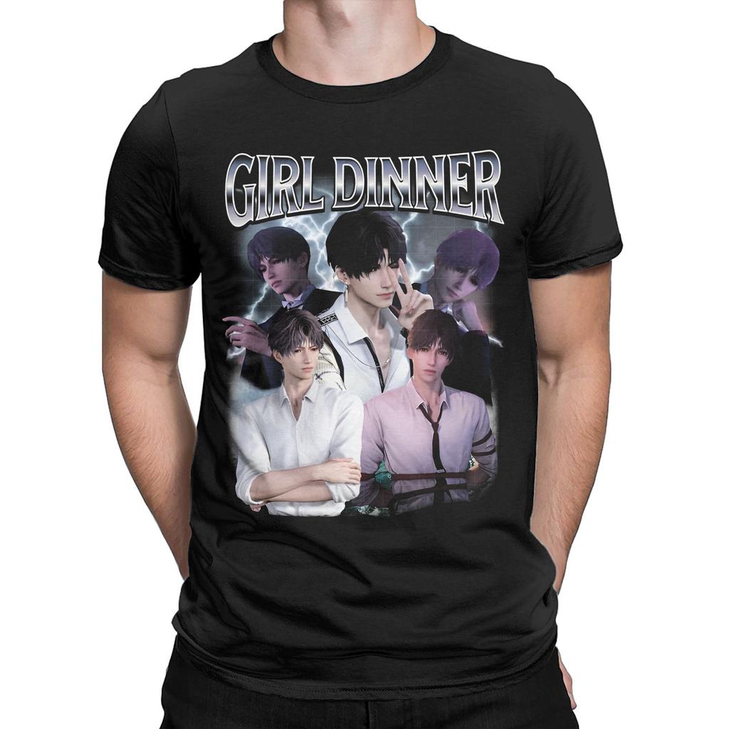 Rafayel Love and Deepspace Girl Dinner T-Shirt for Men Otome Game Anime Cool Cotton Tee Shirt Short Sleeve T Shirt Adult merch
