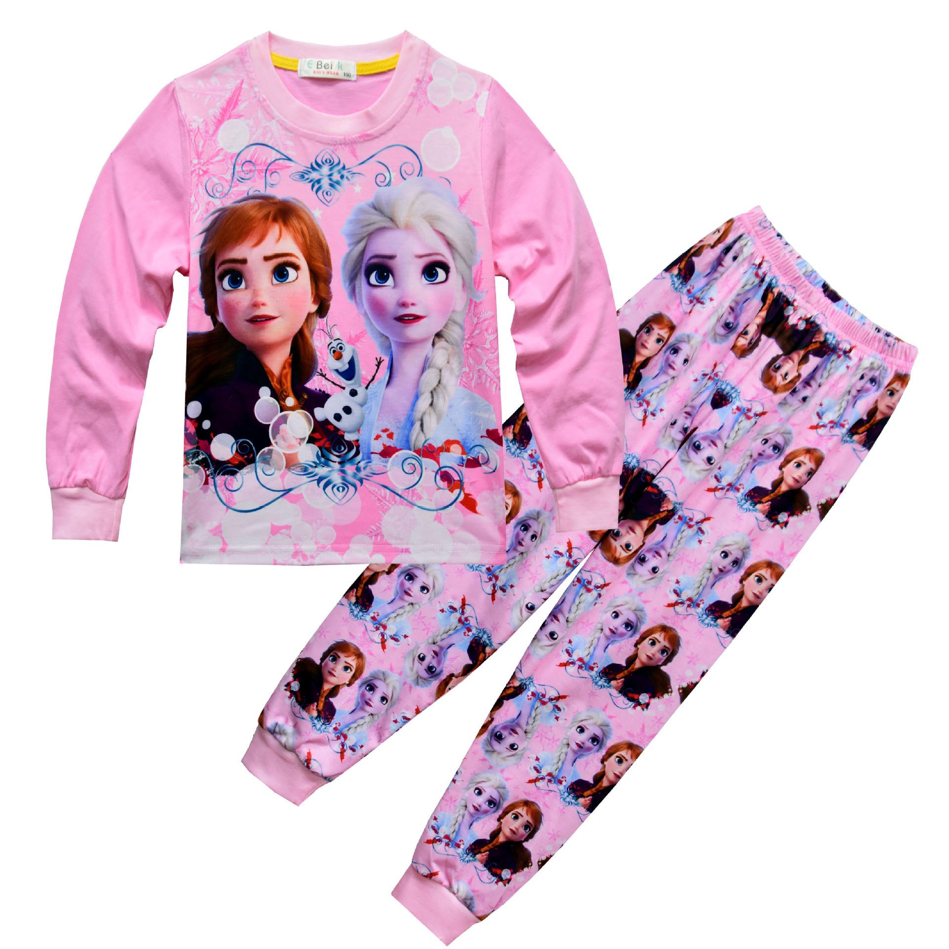 

Spring And Autumn, Frozen, Elsa Anna Children S Loungewear Pajamas Long Sleeve Set Two-Piece Set 539 100 розовый