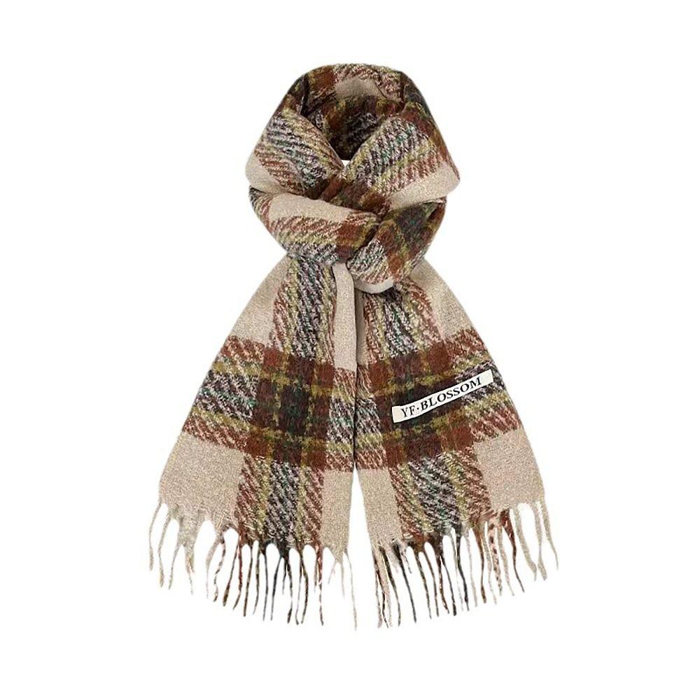 Tassel Thermal Neck Warmer Wool Long Scarves Korean Style Thickened Shawl  for Women Girls Maiden