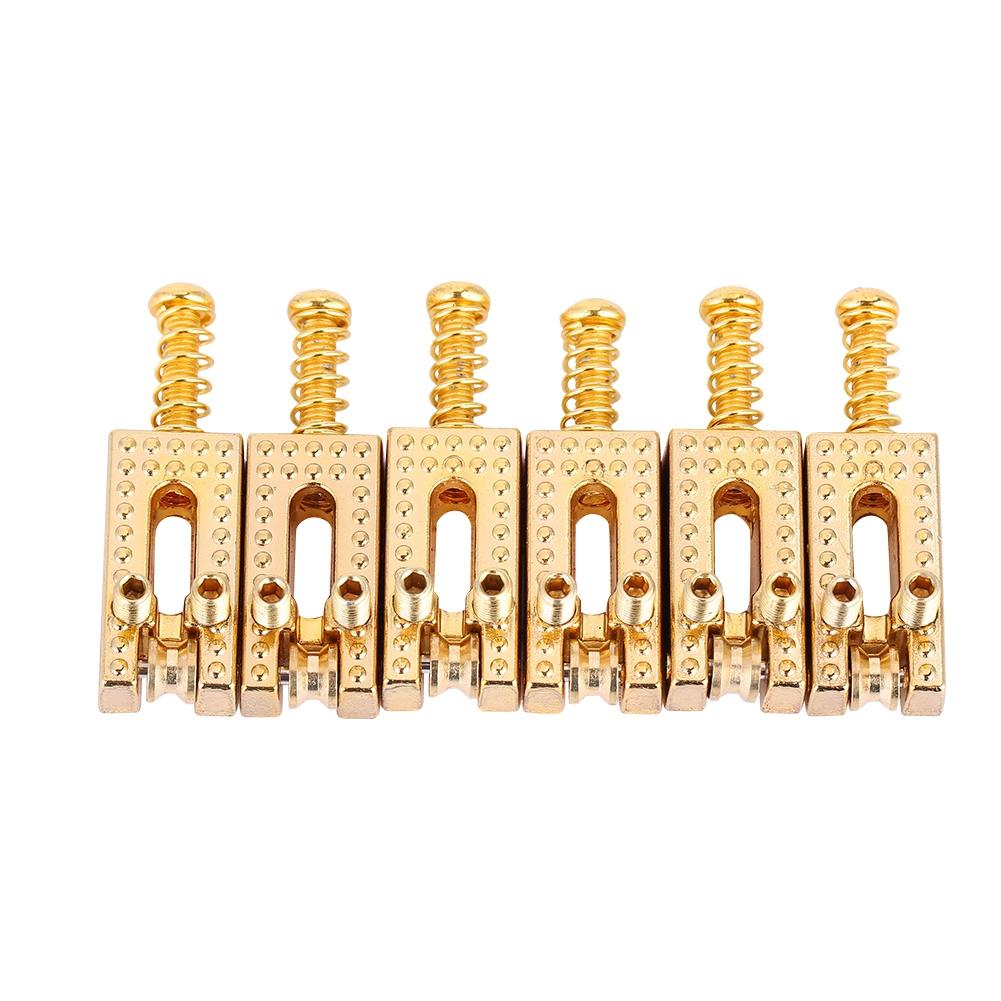 6PCS Guitar Saddles with Roller Bridge Guitar Repair Parts (Gold)
