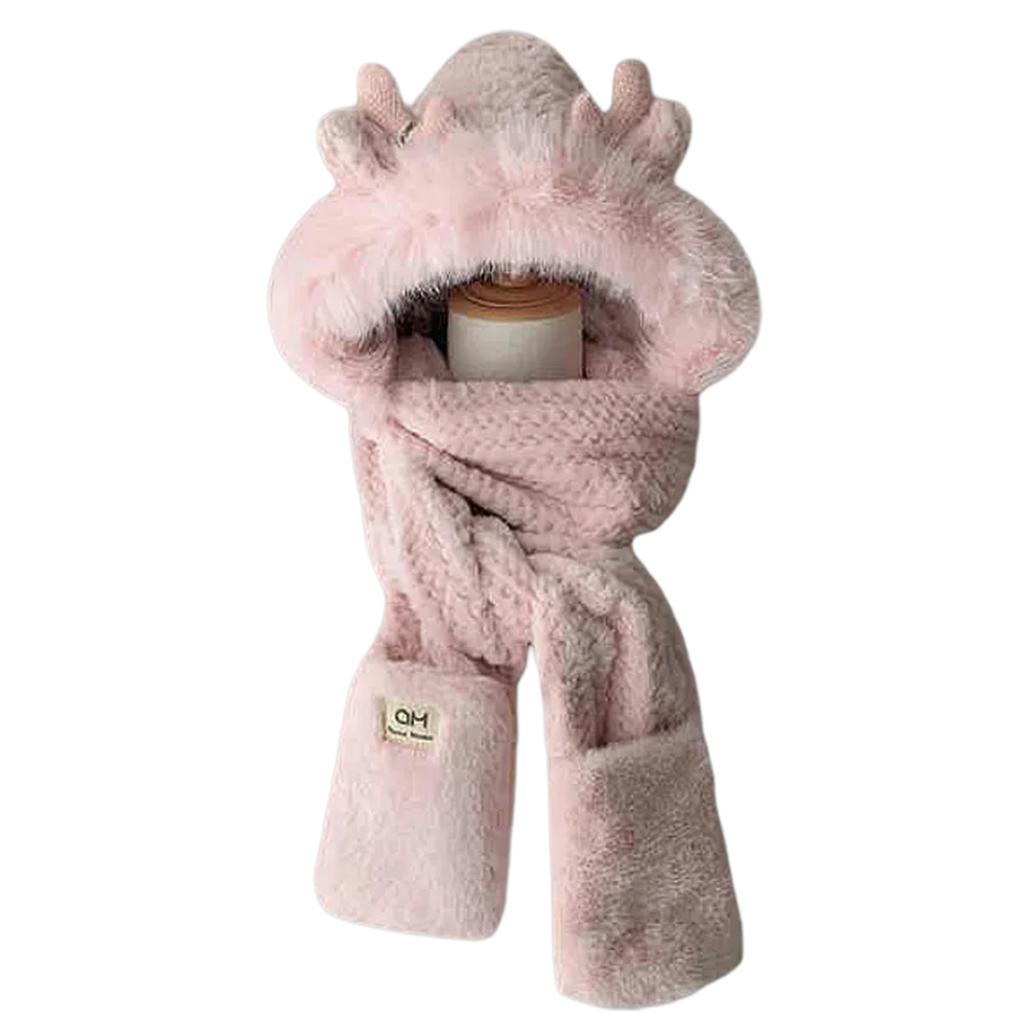 Women Winter Scarf Hat Gloves Set Girl Headwear for Girl Winter Cycling Climbing Skiing Scarf Hat Thick Lining