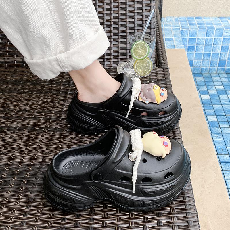 Casual Hole Shoes Seaside Beach Shoes Shoes Women's New Two Wear Platform Slippers Women's Bag Head Sandals
