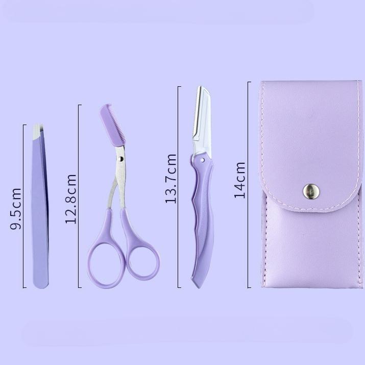 3Pcs Eyebrow Trimmer Set Stainless Steel Beauty Makeup Tool Safety Eyebrow Razors