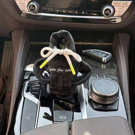 Christmas Gear Shift Hoodie Cozy Car Shift Knob Cover Gear Shift Knob Sleeve for Cars Soft Plush Gear Stick Costume for Most Vehicles