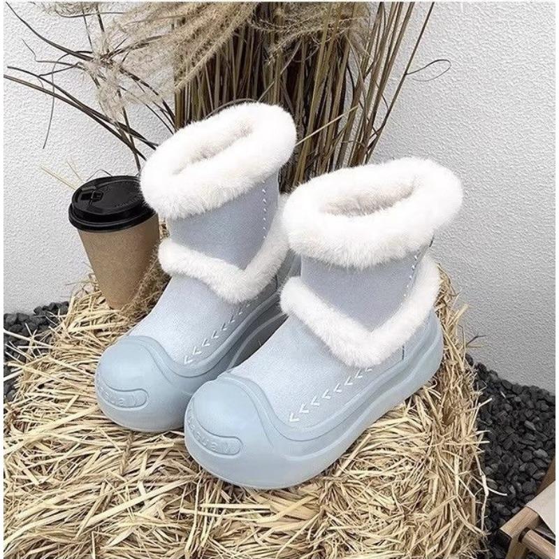 

Thick-soled snow boots women s winter velvet thickened non-slip waterproof ugly cute big head warm cotton shoes tide 39 синий