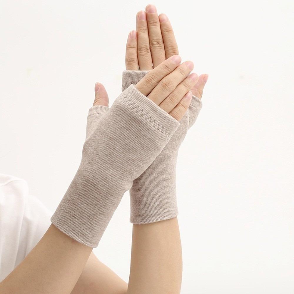 Solid Color Office Bare Finger Gloves Touchable Screen Driving Mittens New Skiing Gloves  Women