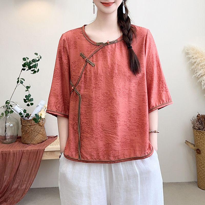 

Summer Retro T-Shirts New Fashion Tops Casual Women s Clothing 3XL червоний