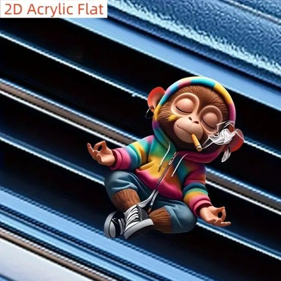 Auto Lufterfrischer Clips Niedlicher Affe Acryl Auto Lüftungsklemme mit Duftschwamm 2D Klimaanlagen Clip Dekoration für Armaturenbrett Neuheit Geschenk für Auto
