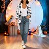 Women's Halloween Print 3/4 Sleeve Casual Cardigan Lightweight Loose Fit Fall Sweater