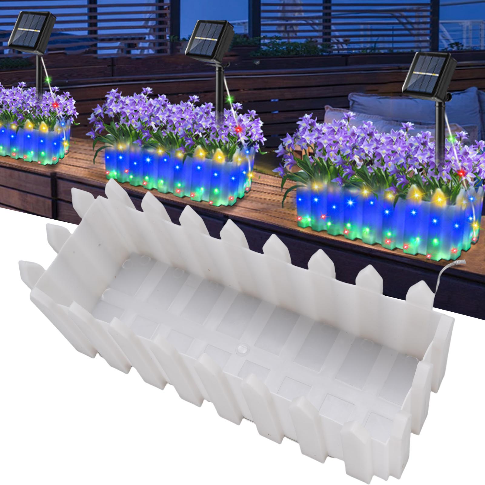 

LED Flower Pot Light Solar Powered RGB 8 Modes IP55 Rainproof Light Up Planter Pot for Balcony Garden Yard Porch Decoration