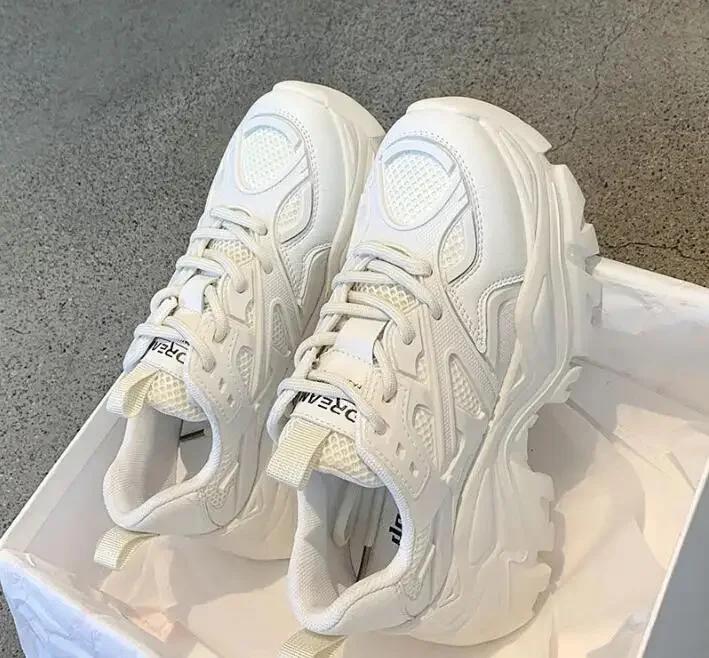 Fashion Women New Fashion Platform Sport Shoes Women 2024 New Summer Black Casual Chunky Sneakers Women Mesh Leather Platform Shoes