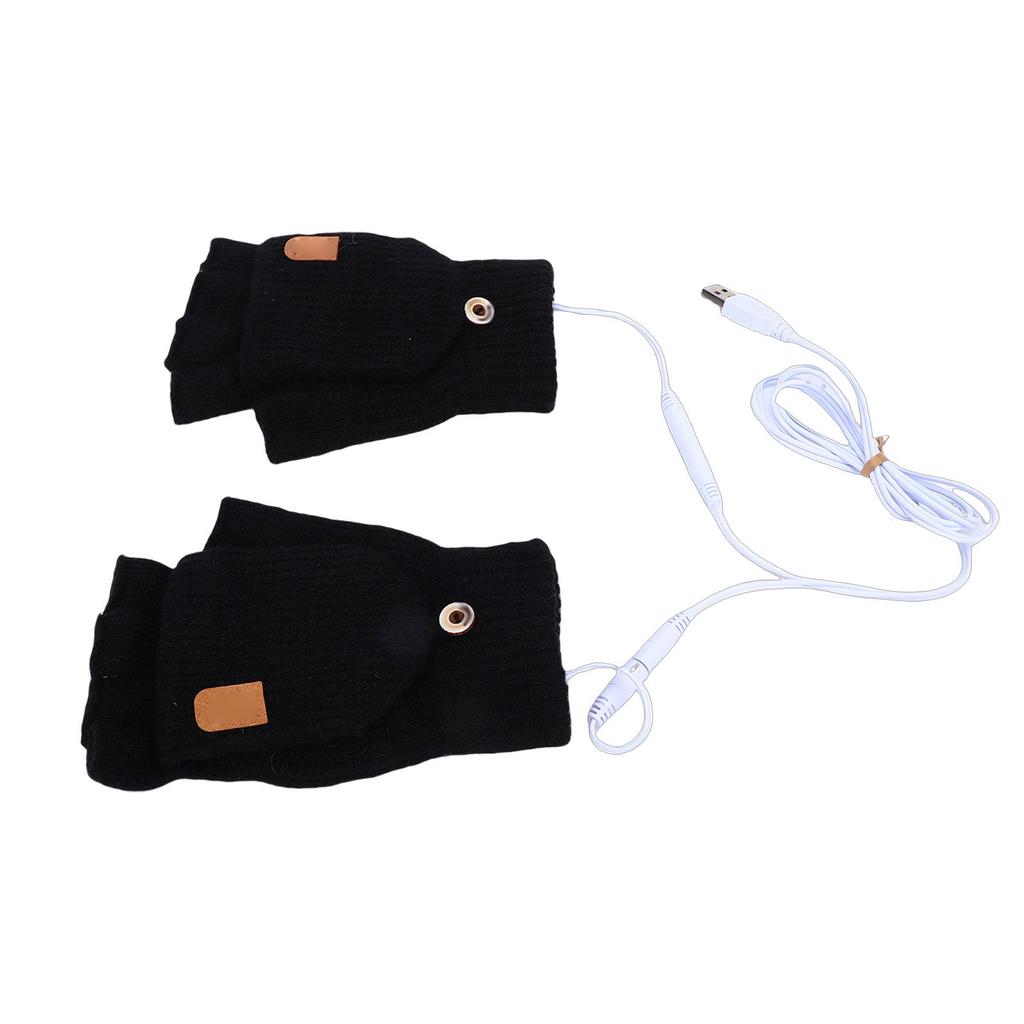 USB Heated Gloves Fingerless for Men Women Acrylic   Electric Hand Warming Gloves for Winter Skiing Gaming