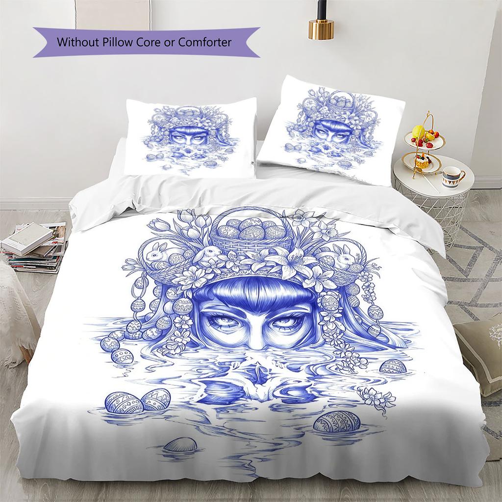 Love, Death, Robot Pattern Bedding Quilt Set Quilt Cover Pillowcase Home Decoration Birthday Gift (1 * duvet cover + 2 * pillowcase, without core)