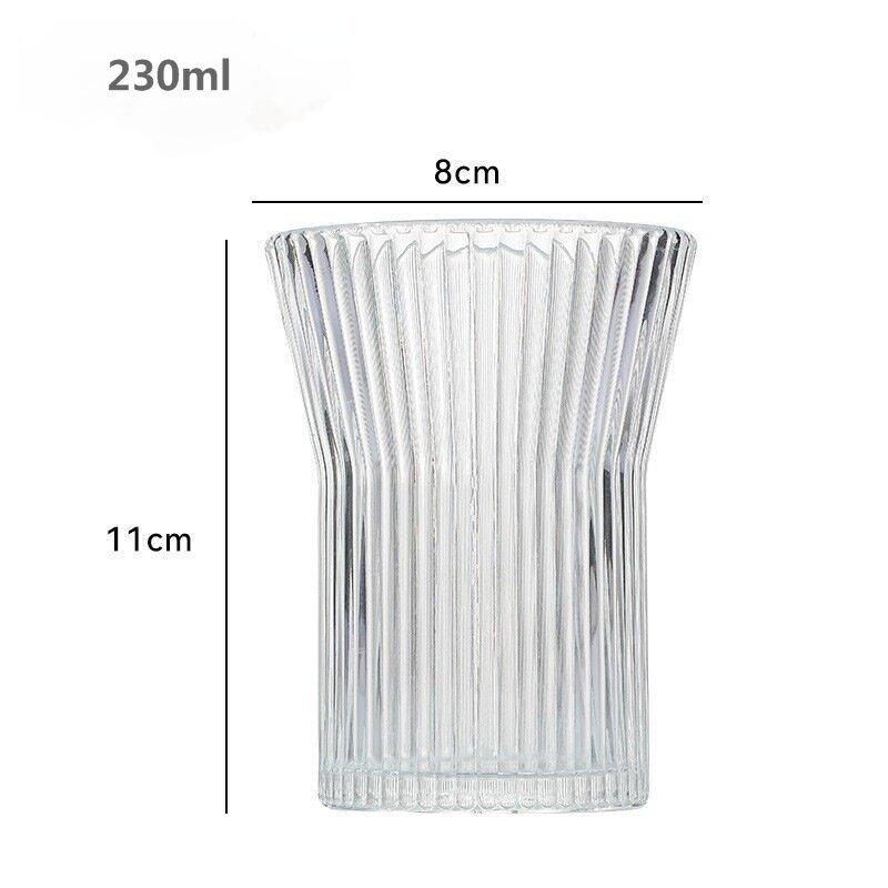 Japanese Vertical Pattern Milk Glass Tea Cup Transparent Wine Glass Anti-scalding Insulation Brewing Fair Cup Coffee Drinkware
