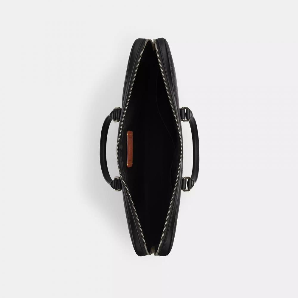 Coach Ethan Large Brief In Signature Canvas Gunmetal Charcoal Black