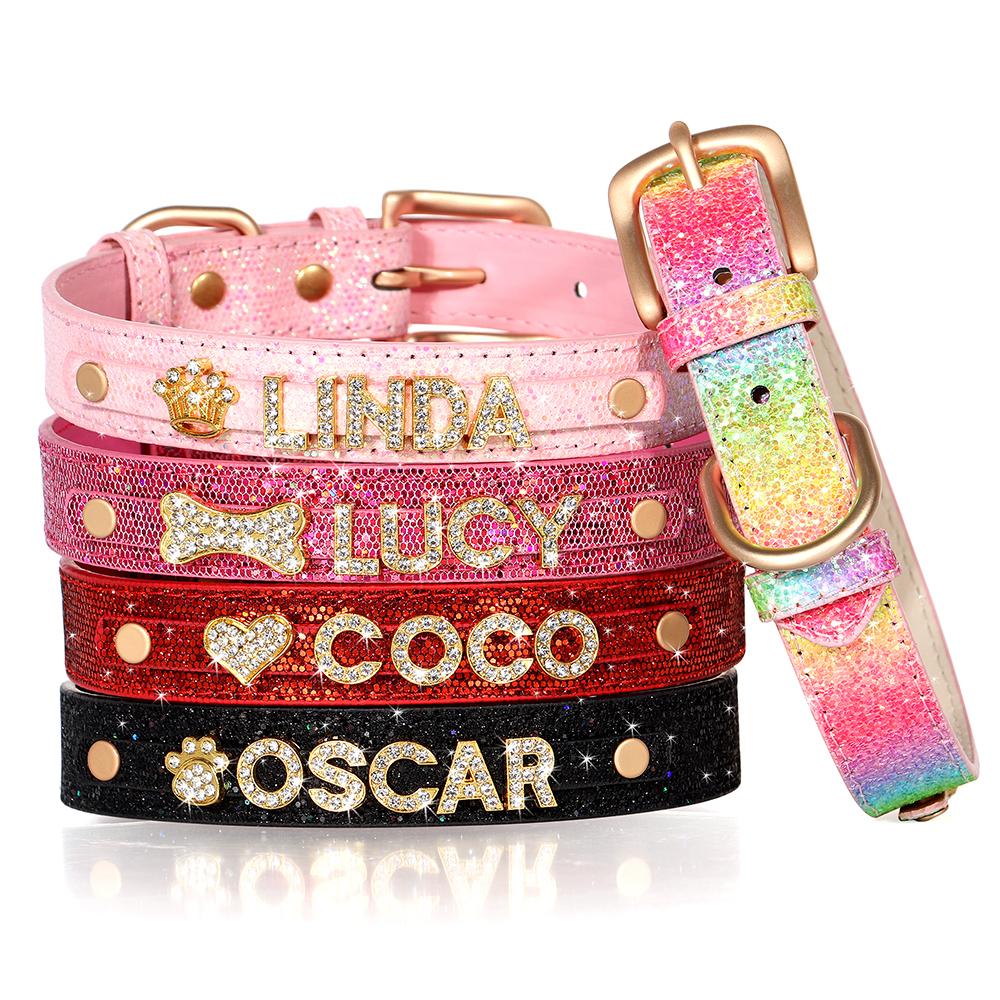 Personlig Små Hunder Chihuahua Halsbånd Bling Rhinestone Hundehalsbånd Gratis Egendefinert Kjæledyr Hunder Katter Navneanheng Kjæledyrtilbehør