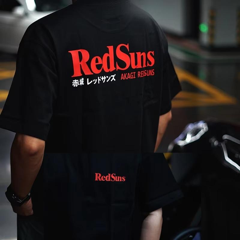 Unisexs Youth Japan JDM Improved Initial D Akagi REDSUNS Short sleeved Tshirt 2026 Unisexs Printed Tshirt Summer Comfortable