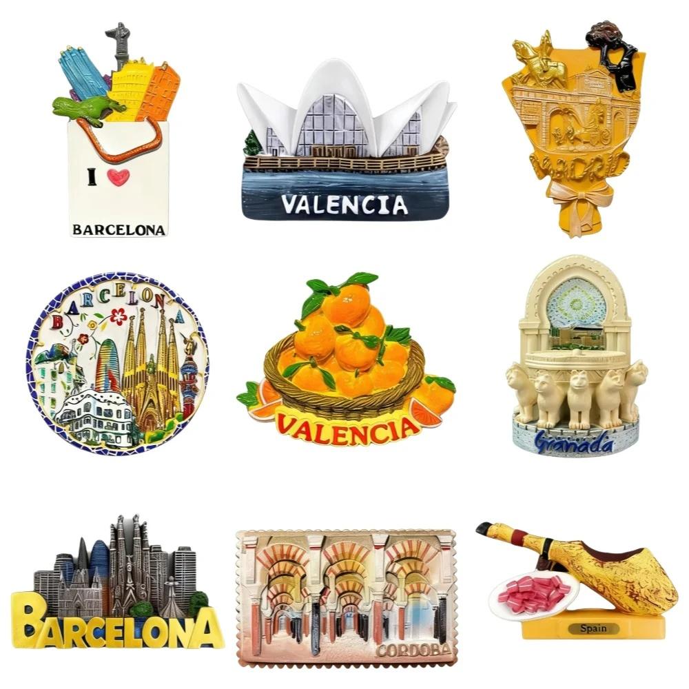 3D Resin Fridge Magnet Spain City Souvenir Barcelona Valencia Madrid Cordoba Granada Refrigerator Magnet Home Decor Gift