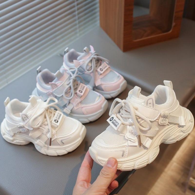 Spring Kids Sneakers Soft Sole Princess Shoes Lightweight White Shoes Fashion Dad Shoes Girls Outdoor Running Shoes