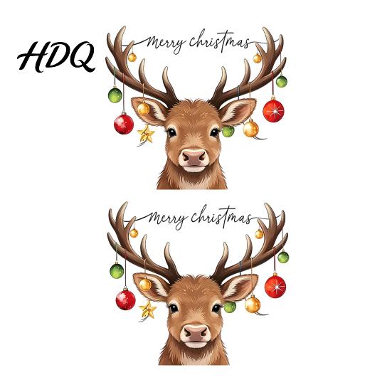 Removable PVC Wall Art Christmas Elk Toilet Seat Cover Sticker Cartoon Reindeer Lid Waterproof Glass Stickers Decal Self-Adhesive Bathroom