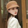 European and American Simple Equestrian Hats Women's Autumn and Winter Australian Wool Felt Hats Pu Leather Bows Newsboy Hats Retro Fashion Hats