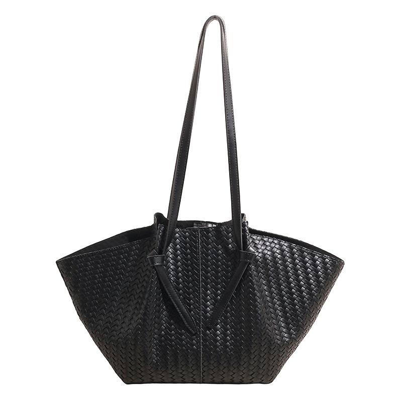 Woven Leather Tote Bag for Women Large Capacity Shoulder Handbag for Work and Shopping