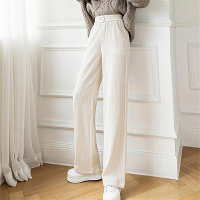 Comfortable Straight-leg Pants Casual Pants Women Wide-leg Trousers High Waist Cozy Basic All-match Solid Trousers Preppy Style