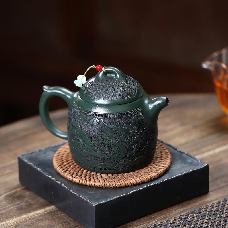 191ml Elegant Yixing Purple Clay Teapots Master Handmade Dragon Phoenix Pot Raw Ore Green Mud Kettle With Infuser Zisha Tea Set