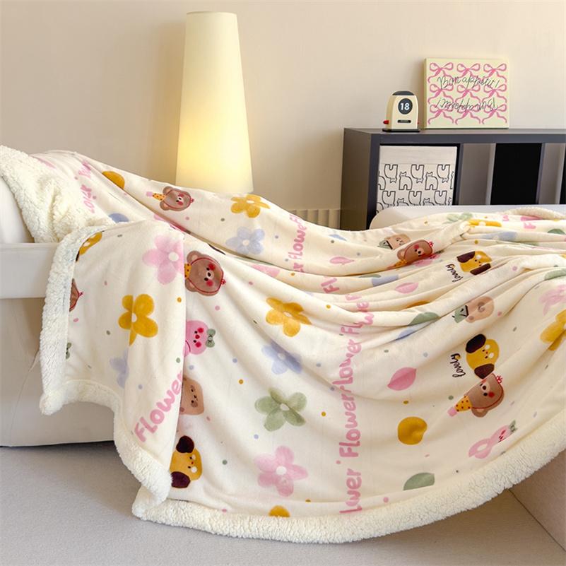 Thicken Warm Cartoon Blanket Comfortable and Skin-friendly Throw Blankets Velvet Bed Cover Cute Bedspreads for Bed Sofa Couch