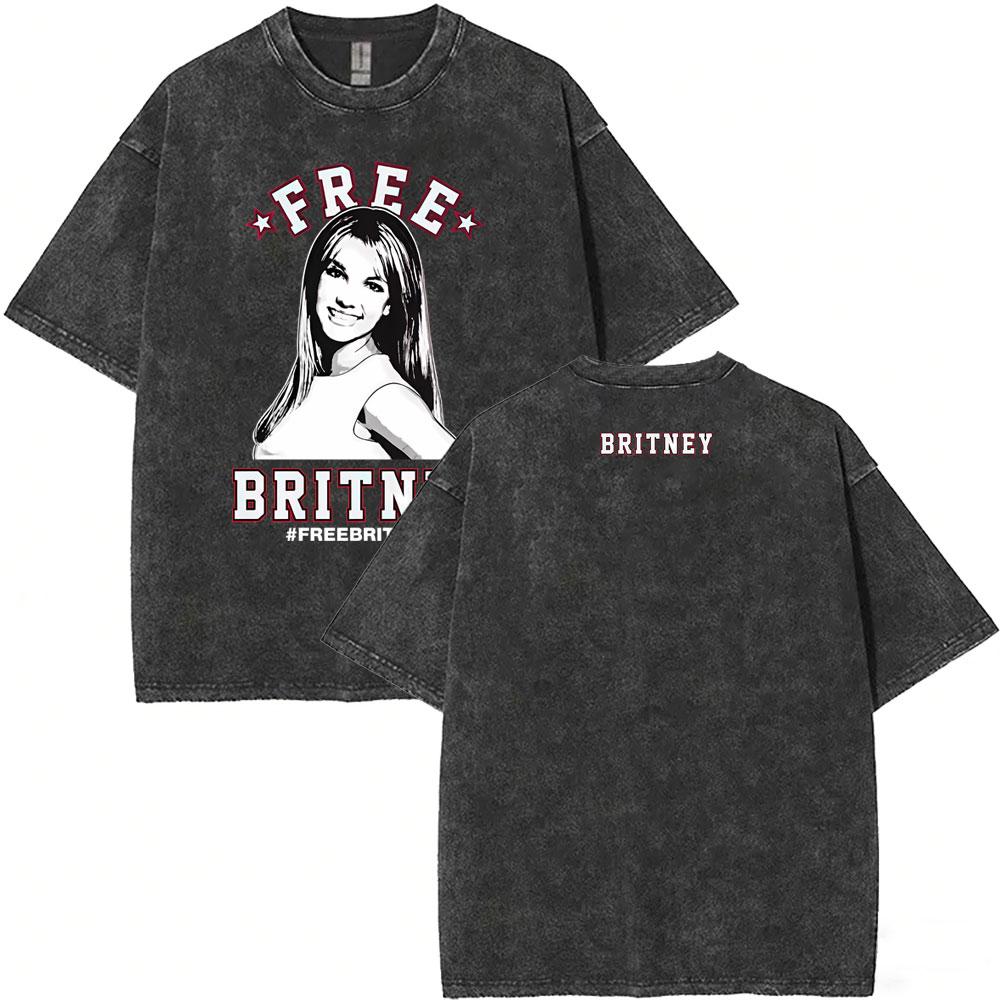 Washed Vintage Britney Spears Oops I Did It Again Graphic T Shirts Men Women Casual Oversized Short Sleeve Tshirts Streetwear