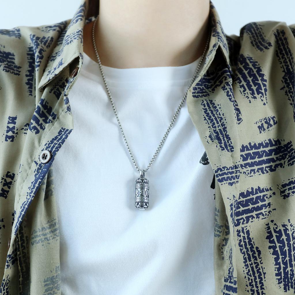 OPK Retro Cylindrical Pendant Necklace