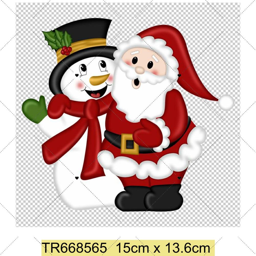 Santa Claus Christmas Tree and Reindeer Heat Transfer Sticker DIY Clothing Sewing Supplies Christmas Short Sleeves Patches