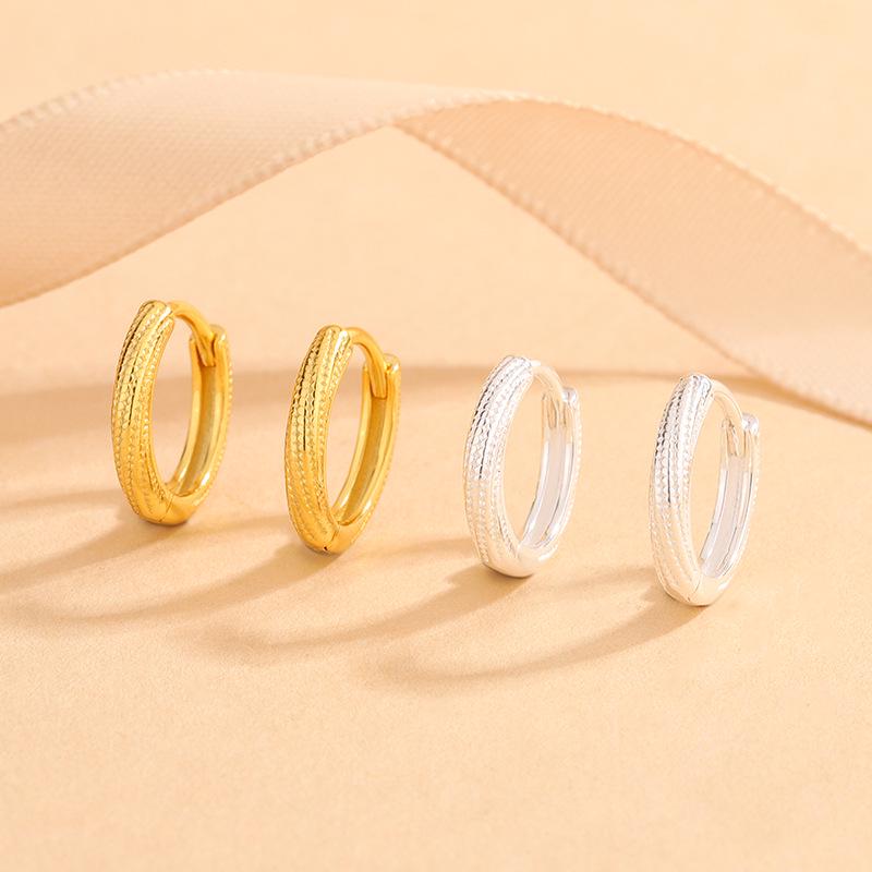 Trendy S925 Sterling Silver Twisted Rope C-Shaped Geometric Stud Earrings