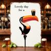 Vintage Toucan Metal Wall Decor, Rust-Proof Aluminum Irish Pub Beer Sign, 12x8 Inch Man Cave Home Office Decoration