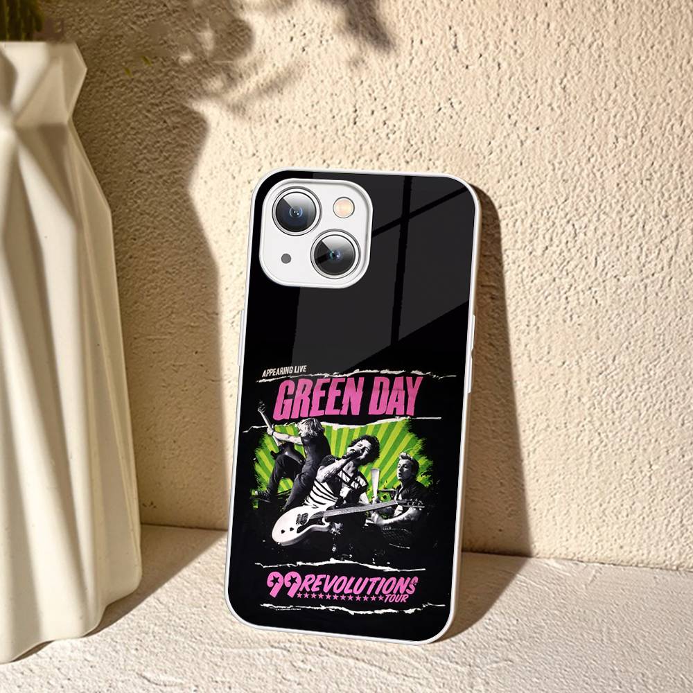 Rock Band G-Green Day For IPhone 14 13 12 Mini 11 Pro XS Max X XR 14 Plus Tempered Glass Cover