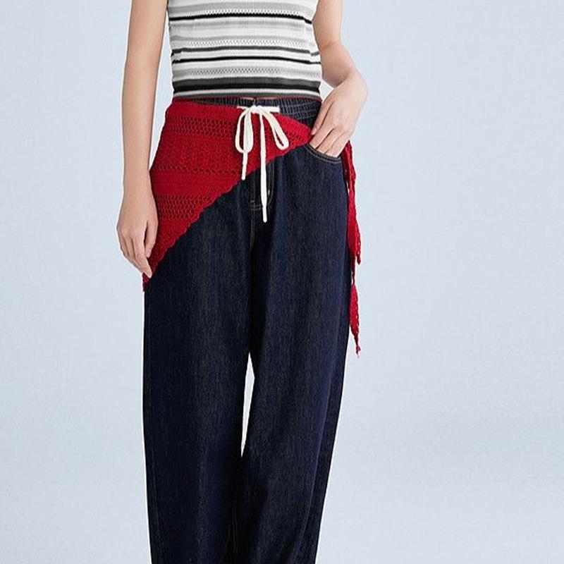 Retro Hollow Knitted Headscarf Lace-Up Triangle Turban Fashion Belt Accessories