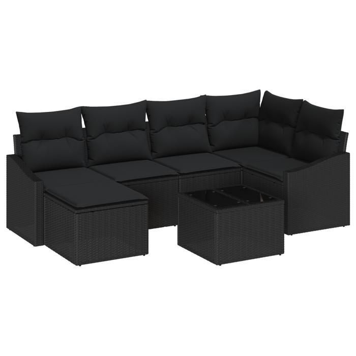 VidaXL Ensemble de Canapé de Jardin 7 pièces Avec Coussins Beige Rattan Poly 3346803