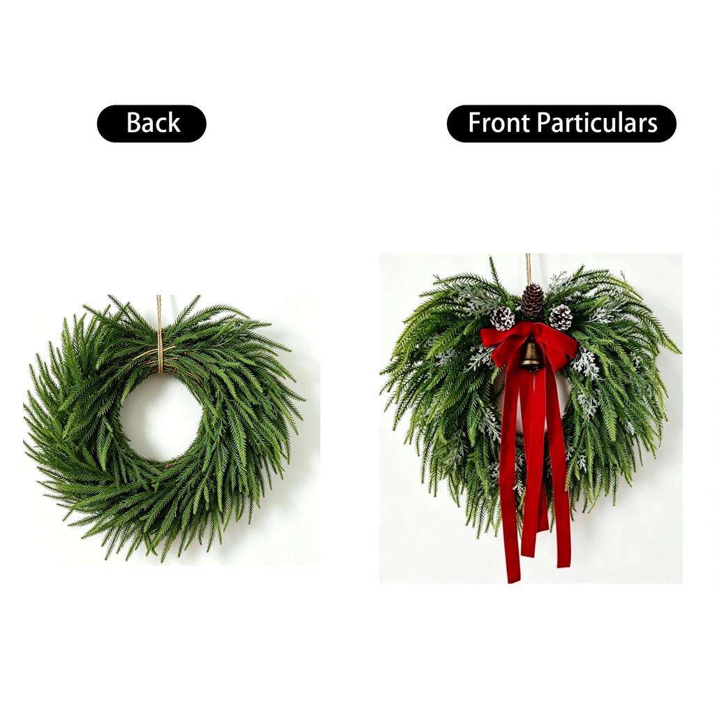 Christmas Wreath with Branches, Red Berries and for Holiday Home Decor
