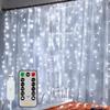 Ollny Christmas Curtain Lights 300 LED 9.8 FTx9.8 FT, Outdoor Waterproof Curtain String Lights with Remote Timer 8 Modes, USB Waterfall Window Lights