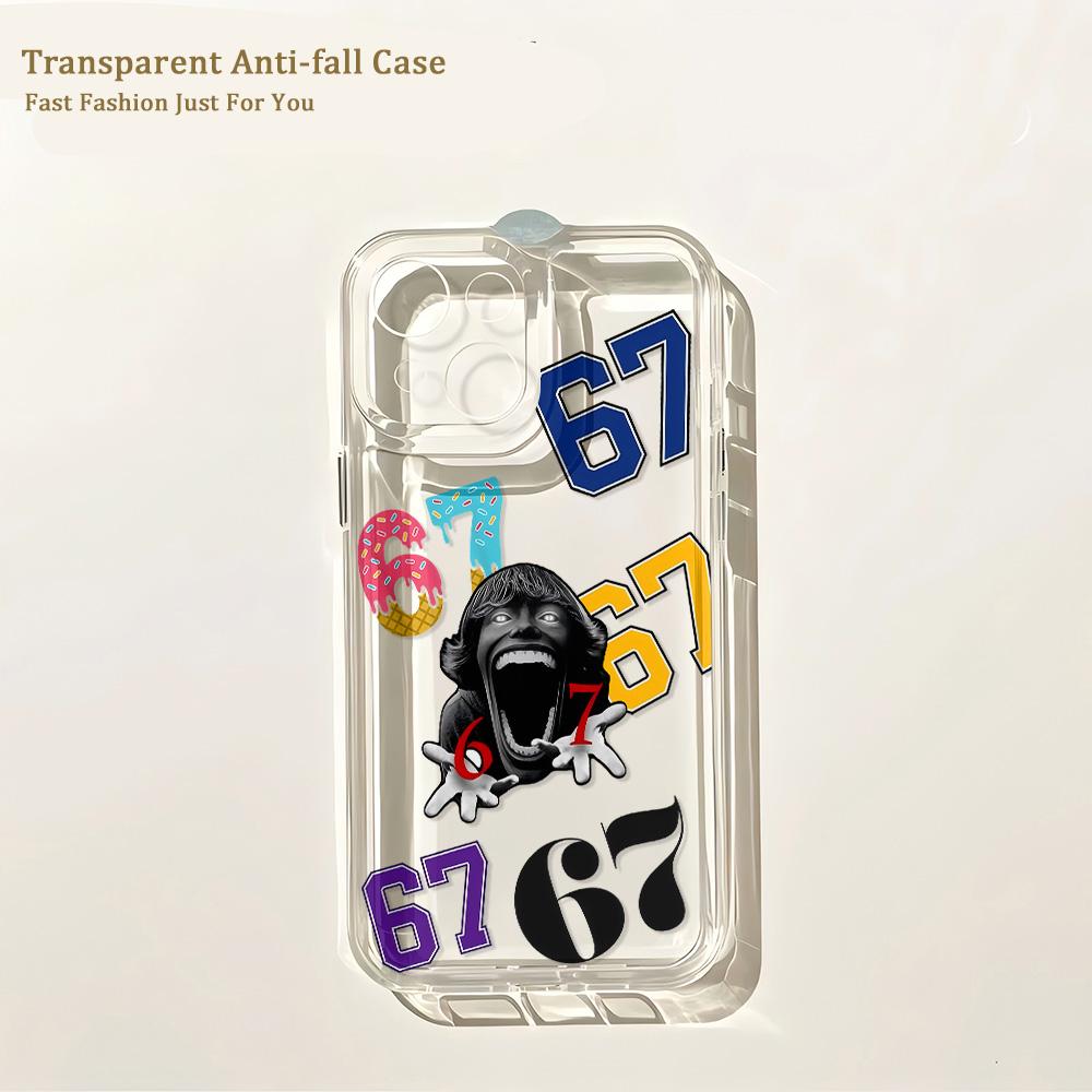 

Phone Case For Bold Number 67 Graphic iPhone 17 16 16e 15 14 13 12 11 Mini Pro Max X XR XSMax 8 Air Plus Transparent Back Cover iPhone 11