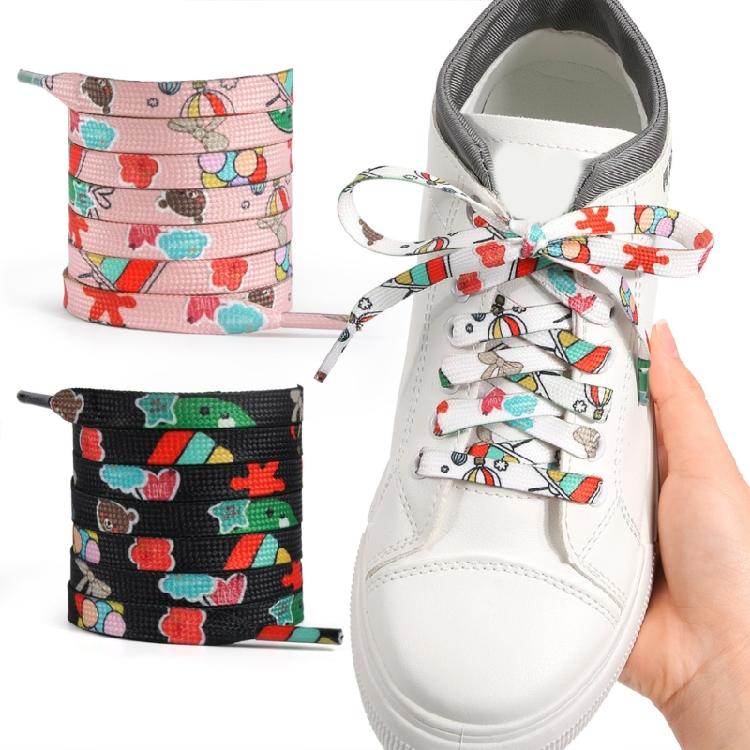 Polyester Flat Shoelaces 100cm Length Colorful Cartoon Patterns Universal Fit Shoe Strings for Sneakers Loafers