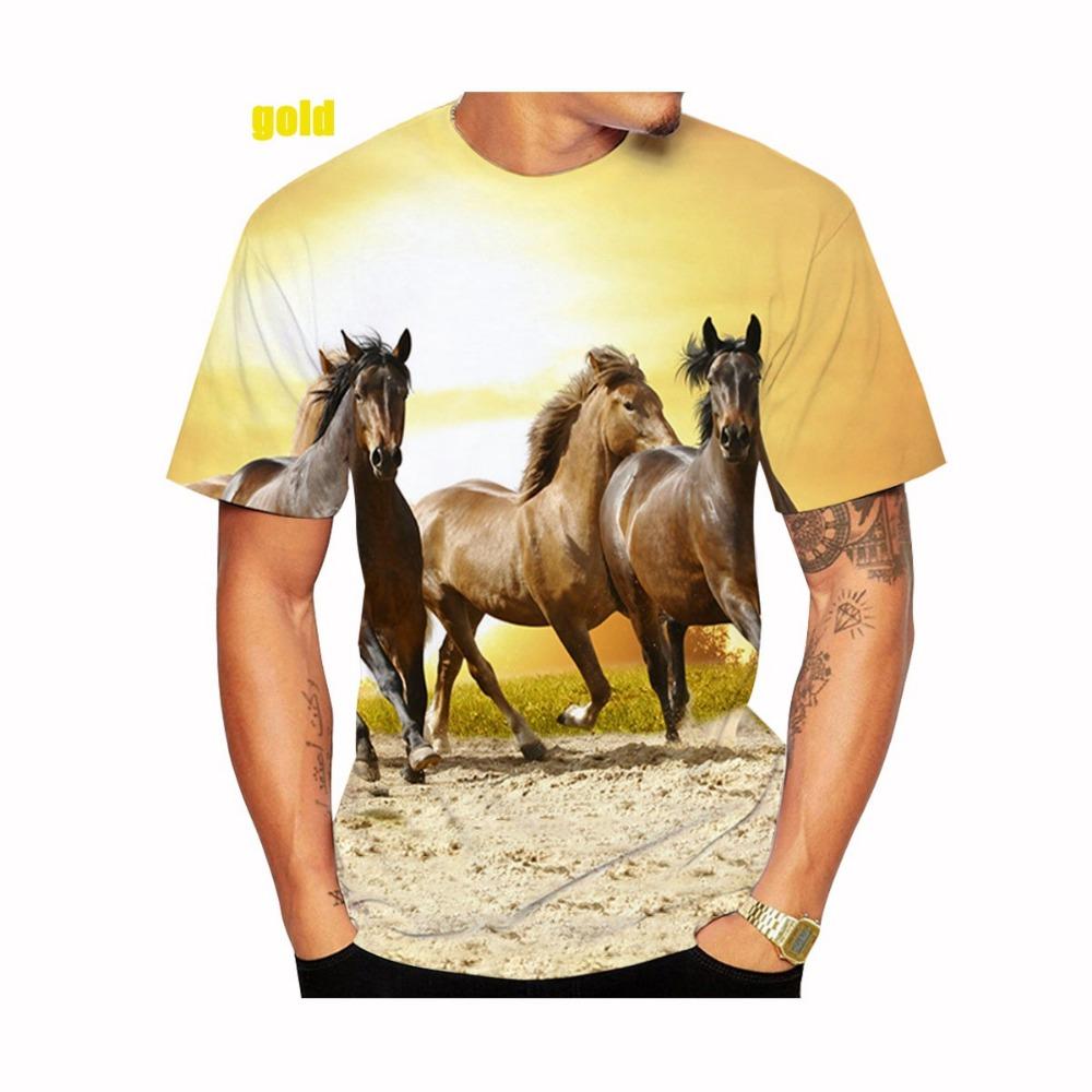 New Fashion Horse 3D Printied Mens and Women T Shirts Animal Horse Printied Casual Loose Short Sleeve Size XS-5XL