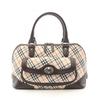 Used Nova Check Handbag Canvas Leather Beige Brown Multicolor Used Women
