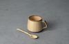 RIVERET Cafe au Lait Mug and Spoon Set, Bamboo, Dishwasher Safe (White)